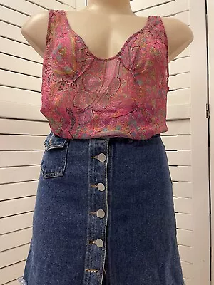 $60 • Buy Scanlan Theodore Pink Paisley Boho Tank Top Size Small Vintage