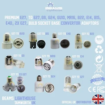 E27 To B15 E14 2x E27 MR16 GU10 G9 Adaptor Lamp Holder Light Bulb Converter UK • £1.79