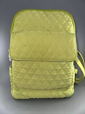 Vera Bradley Classic Lime Chartreuse Quilted Microfiber Essential Small Backpack • $24.99