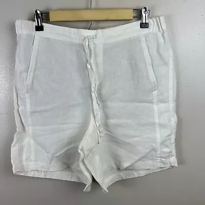 J. Jill Love Linen Shorts Size Medium White Vacation Minimal Casual High Rise • $29.99