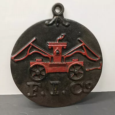 Vintage Cast Iron Firemans Insurance Co. Fire Mark Plaque Advertising Sign 12  • $79