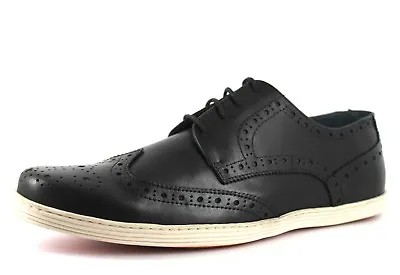 Marta Jonsson Mens UK 12 EU 46 Black & White Leather Casual Brogue Trainer Shoes • £68.99