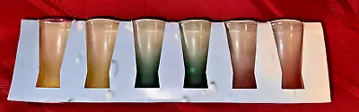 Retro Vintage Shot Glass Set Of 6 Frosted Pastel Glassware Poland 25ML • $55.99