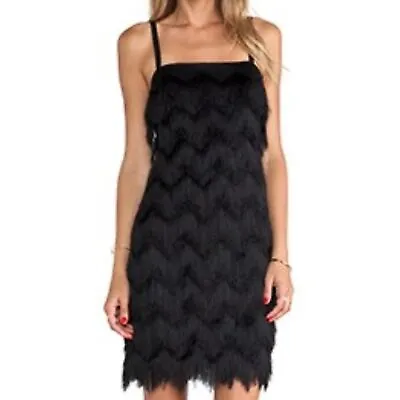 Milly Fringe Black Mini Dress - Size 0 • $59