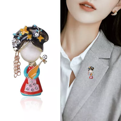 Chinese Style Exquisite Ancient Girl Lute Shape Brooch Vintage Fashion Badge PYE • $5.31