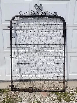 Vintage 57  X 38  Ornate Garden Metal Gate Door With Old Twisted Wire • $325