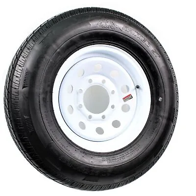 Radial Trailer Tire On White Rim ST235/80R16 LRE 8 Lug On 6.5 Modular Wheel • $169.97