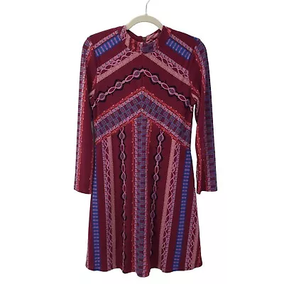 Free People Zella Mock Neck Graphic Print Mini Dress Size Medium • $45