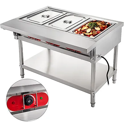 Food Warmer Bain Marie Steam Table Steamer Commercial Electric Wet Heat 3 Pan • $547.99