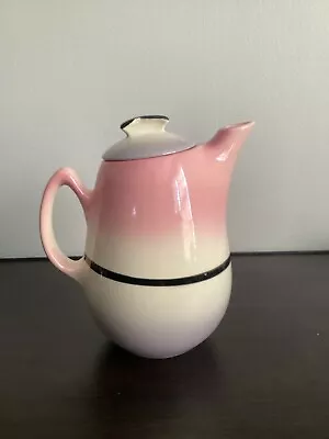 Vintage Hull Debonaire Ceramic Teapot  Mid Century Modernwhiteblack Oven Proof • $25
