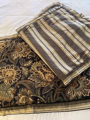 J. Queen New York King Pillow Shams Set Of 2 Paisley BLACK GOLD Zipper 36  X 20 • $18.99