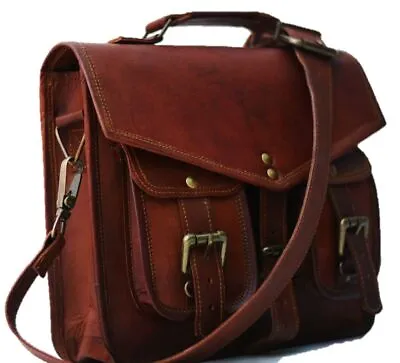 Shoulder Women Genuine Vintage Brown Leather Messenger Laptop Bag Briefcase • £48.71