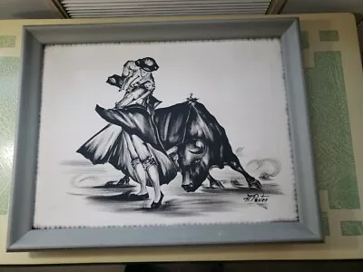 Vintage Original Matador Painting Bullfighter Canvas 22x28  By A Pasten Framed  • $950