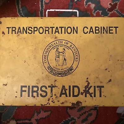 Vintage Kentucky Transportation Cabinet Metal First Aid Kit Good Graphics • $89