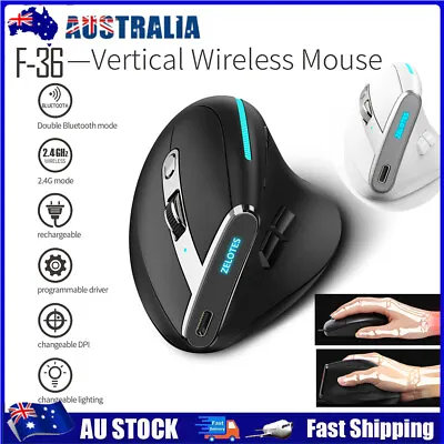 $26.99 • Buy USB Vertical Rechargeable Wireless Ergonomic Mouse 2400 DPI 8 Buttons