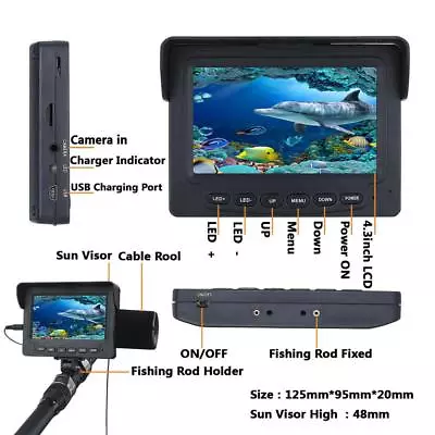 4.3  LCD Monitor 1W IR LED 30M 1000TVL Fish Finder Underwater Fishing Camera • $123.59
