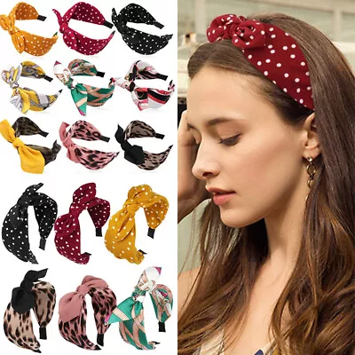 Vintage Wide Ribbon Bowknot Headband Hairband Bunny Ears Wire Bendy Bow Fashion • £2.54