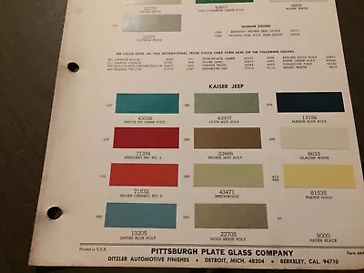 1966 Internationaljeepkaiser  paint Chips Chart.   Original • $9.95