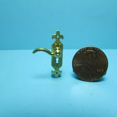 Dollhouse Miniature Gold Door Knob With Lever Handle Ornate Design S3074 • $2.24