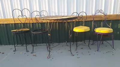 Vintage Twisted Wire Wrought Iron Ice Cream Parlor Table Or Bistro Table Base • $39