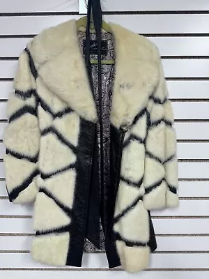 VTG Alaskan Custom Built Kc Real Mink Fur Jacket Coat Diamond W Leather Belt BLH • $200