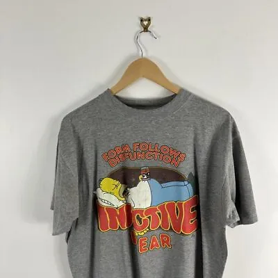 Men’s Vintage The Simpsons 2000’s Homer Graphic Grey LargeT-Shirt • £15