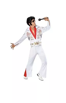 Deluxe Elvis Presley Costume Adult Mens 50s Fancy Dress King Eagle Size L • £39.99