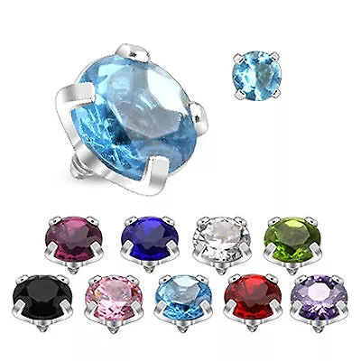 £2.99 • Buy Round Prong Setting Gem Micro Dermal Anchor Surface Head Implant Top Crystal 