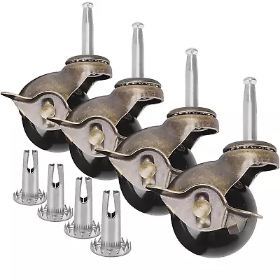 4 PCS Ball Caster Heavy Duty Stem Swivel Wheel 2 Inch Vintage Stem Caster With 4 • $24.75