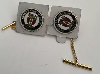 LOT Of 2 -Vintage RENSSALAER POLYTECHNIC   Tie Tack With Chain & Bar  Lapel Pin • $17.99