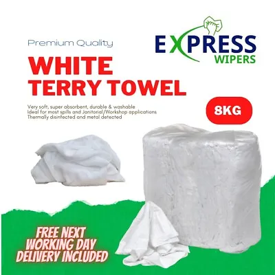 £29.50 • Buy 8kg Premium White Terry Towelling Cleaning Rags Wiping Wipers Cloths
