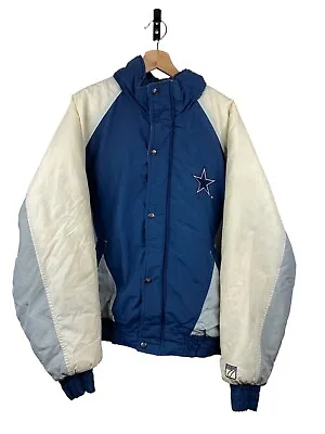 Vintage Logo 7 Team NFL Dallas Cowboys Spellout Puffer Jacket Coat XL • $59.99