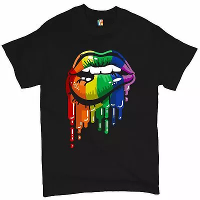 Sexy Melting Rainbow Lips T-shirt LGBT Queer Gay Pride Love Wins Men's Tee • $21.95