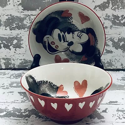 Disney Mickey Mouse Minnie Love Kisses Cereal/Soup Bowls 6  D/W M/W Safe Ceramic • $10.80