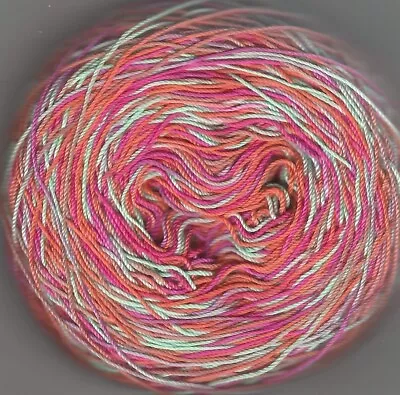 Handdyed Crochet/ Tatting Thread Variegated Mint Orange And Deep Pink 10 (F) • $7.25