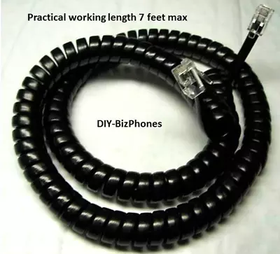 Comdial Black Handset Cord DX-80 Phone 7260-00 Receiver Curly Vertical 12 Ft • $7.49