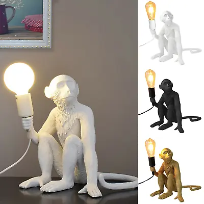 Vintage Monkey Table Desk Lamp Living Light E26 Resin Simian Lighting Fixture • $45