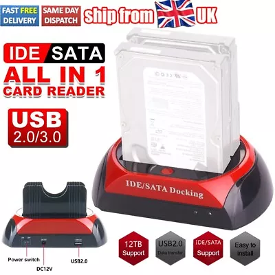 £19.95 • Buy Dual 2.5 /3.5  IDE/SATA HDD Docking Station USB 2.0 Disk Card Reader Caddy Case