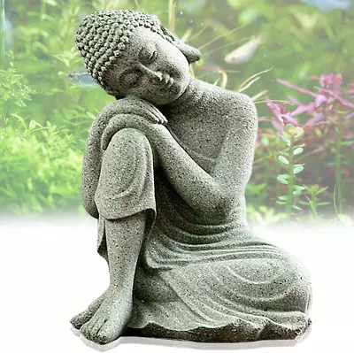 Buddha Statue Meditating Sculptures Ornament Fish Tank Aquarium Deco Zen Garden • $22.60