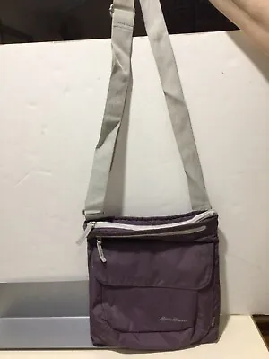 EDDIE BAUER Brown Travel Crossbody Bag W/Zip 4 PocketAdjustable Strap 10x11x2” • $22.99