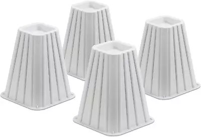 Stackable Bed Risers 4-Pack White 6.5 X 6.5 X 8 Inches Trapezoid Square Raised • $16.29