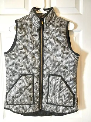 J. CREW Excursion Women's Black Beige Full Zip Quilted Polyester Vest Size XS • $23.79