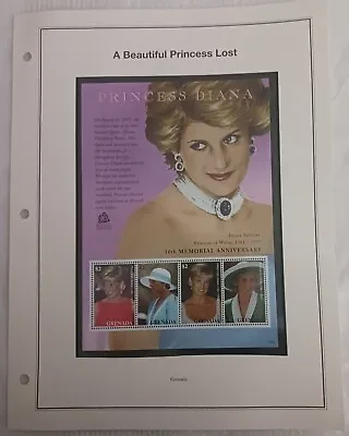 Grenada - Diana  - A Beautiful  Princess  Lost - Souvenir Sheet  - Mnh • $5.99