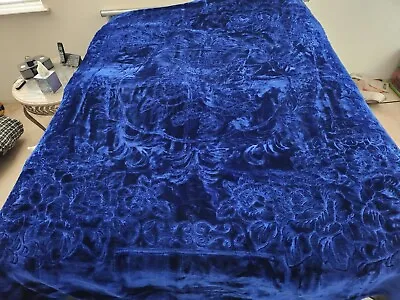 NEW! 2ply KING KOREAN Style MINK Heavy Blanket Solid Dark Blue 8+ Lbs • $42.95