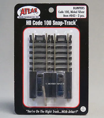 ATLAS HO SCALE CODE 100 TRAIN TRACK BUMPERS (2) Nickel Silver Gauge ATL843 NEW • $4.94