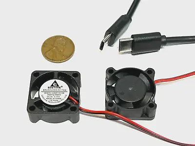 2 Pieces (Type C) 5v Fan 2510 Small Type C Computer GDStime 25mm X 10mm Mini B9 • $15.35