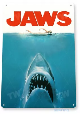 TIN SIGN Jaws Movie Poster Metal Décor Wall Art Theater Store A452 • $10.25