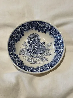 Queens Thanksgiving Blue Cereal Bowl 6 1/2  Myott Factory Made In England • $15.65