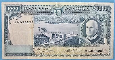 S4 - Portugal - Angola 1000 Escudos 1970 Very Fine Banknote P.98 - Americo Tomas • $6.77