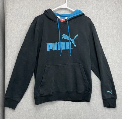 $32.99 • Buy Puma Size Mens Hoodie Medium Black Blue Jumper Logo Pullover Fleece Sweater 2065